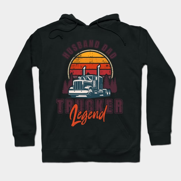 Big loads rig trucker vintage, Husband Dad Trucker Legend Hoodie by HomeCoquette